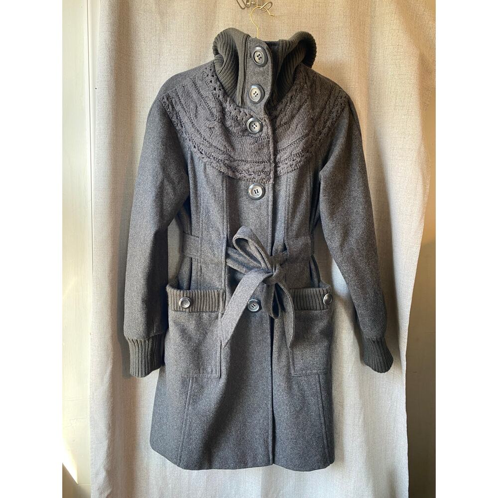 Women’s Gray Cozy Knit Button Up Coat by Green with Envy Size Large
